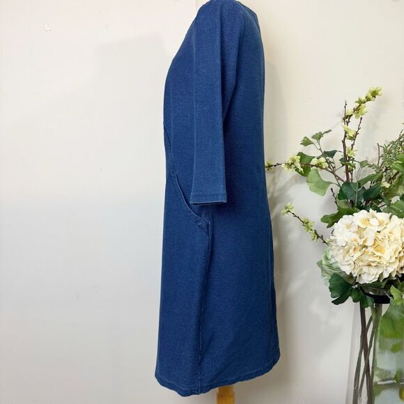 Boden Hannah Denim Blue Knit Shift Dress with Pockets Size 10 - Picture 6 of 14